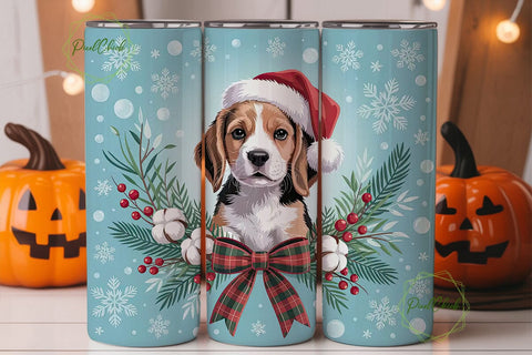 Christmas Beagle Puppy 20oz Tumbler Wrap Sublimation PixelChick 