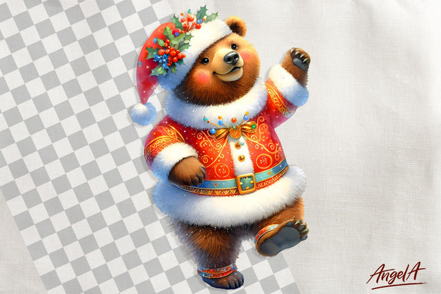 Christmas Bear clipart, Christmas clipart, animal clipart Sublimation Angelina Semenova 