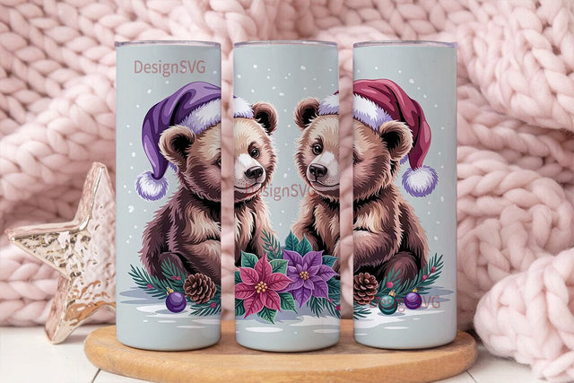 Christmas Bear Cubs 20oz Tumbler Wrap Sublimation DesignSVG 
