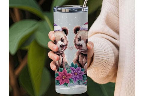 Christmas Bear Cubs 20oz Tumbler Wrap Sublimation DesignSVG 