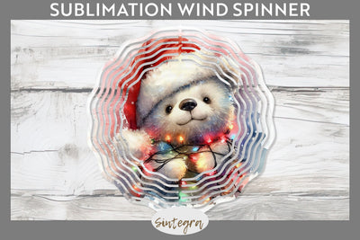 Christmas Bear Entangled in Lights Wind Spinner Sublimation Sublimation Sintegra 