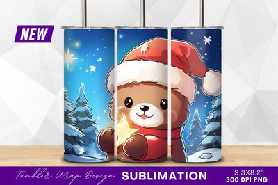Christmas bear holding star tumbler png Sublimation Regulrcrative 