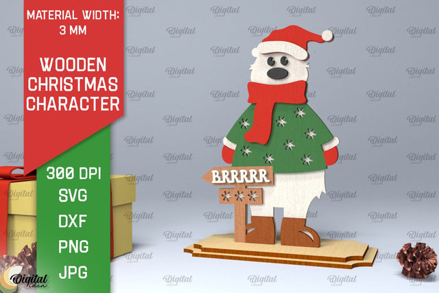 Christmas Bear Laser Cut. Christmas Decoration SVG Design SVG Evgenyia Guschina 