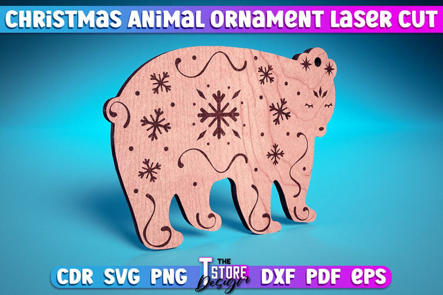 Christmas Bear Laser Cut v.1 | Christmas Tree Toy Design | CNC Files SVG The T Store Design 