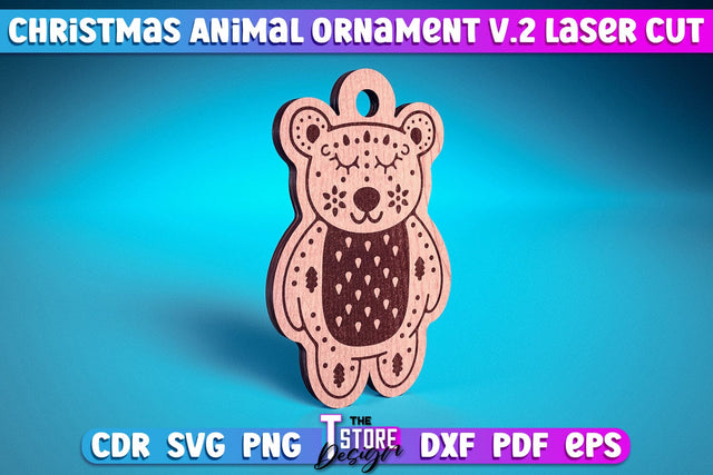 Christmas Bear Ornaments Laser Cut v.2 | Christmas Tree Toy Design | CNC Files SVG The T Store Design 