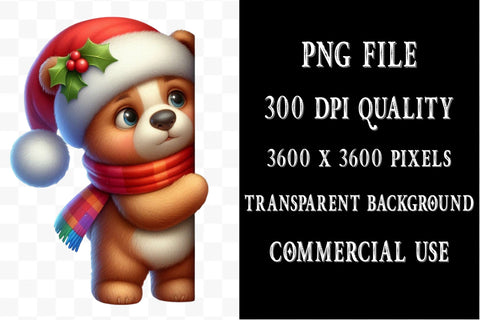 Christmas Bear Peeking Around Corner PNG Sublimation SVGista 