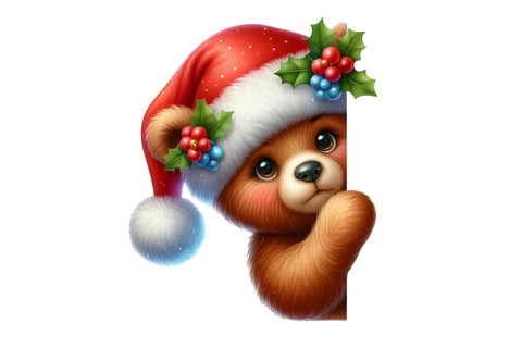 Christmas Bear Peeking Around Corner PNG Sublimation SVGista 