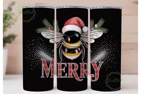 Christmas Bee 20oz Tumbler Wrap Sublimation PixelChick 