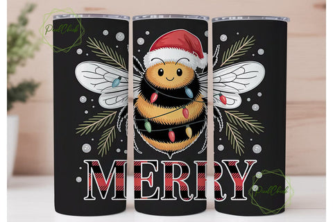 Christmas Bee 20oz Tumbler Wrap Sublimation PixelChick 