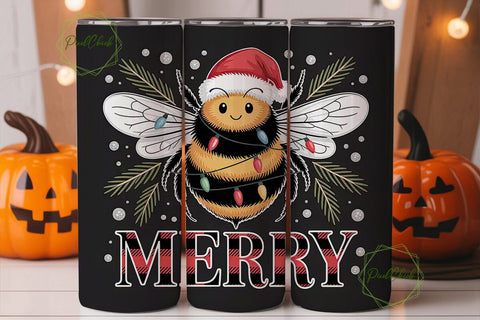 Christmas Bee 20oz Tumbler Wrap Sublimation PixelChick 