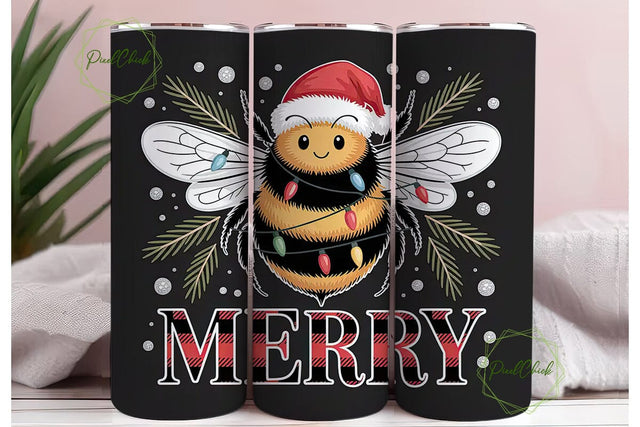 Christmas Bee 20oz Tumbler Wrap Sublimation PixelChick 