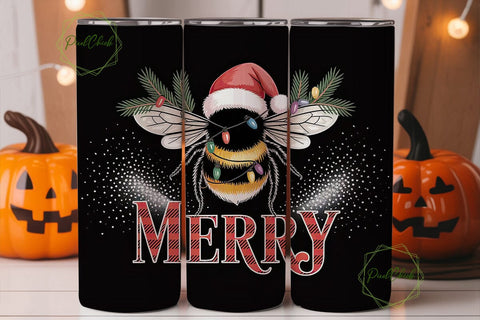 Christmas Bee 20oz Tumbler Wrap Sublimation PixelChick 