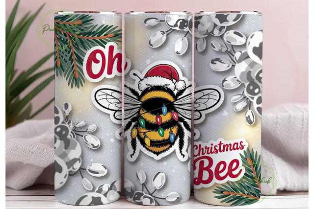 Christmas Bee Tumbler Wrap Sublimation PixelChick 