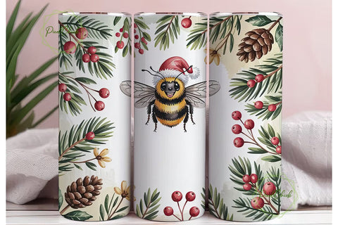 Christmas Bee Tumbler Wrap Sublimation PixelChick 