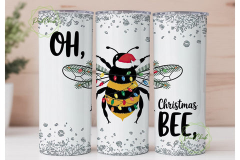 Christmas Bee Tumbler Wrap Sublimation PixelChick 