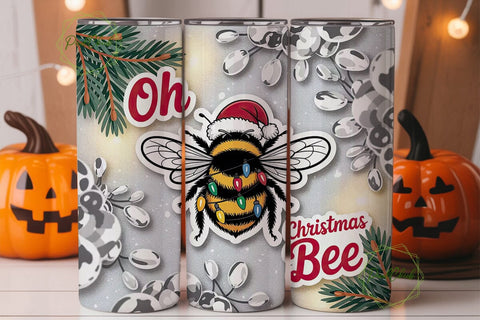 Christmas Bee Tumbler Wrap Sublimation PixelChick 