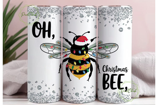 Christmas Bee Tumbler Wrap Sublimation PixelChick 