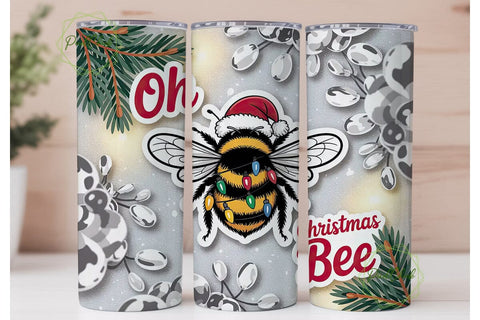 Christmas Bee Tumbler Wrap Sublimation PixelChick 