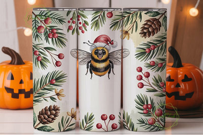 Christmas Bee Tumbler Wrap Sublimation PixelChick 