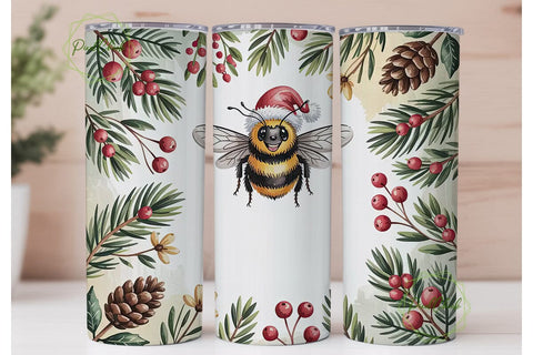 Christmas Bee Tumbler Wrap Sublimation PixelChick 