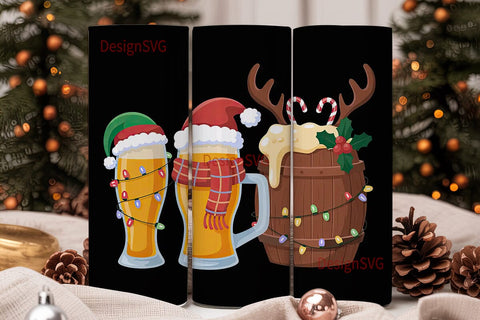 Christmas Beer Tumbler Wrap Sublimation DesignSVG 