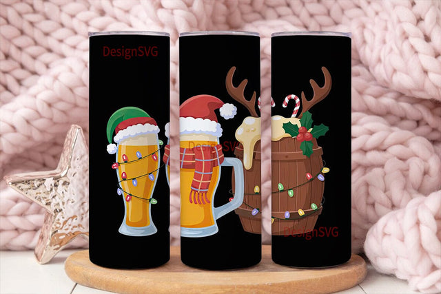 Christmas Beer Tumbler Wrap Sublimation DesignSVG 