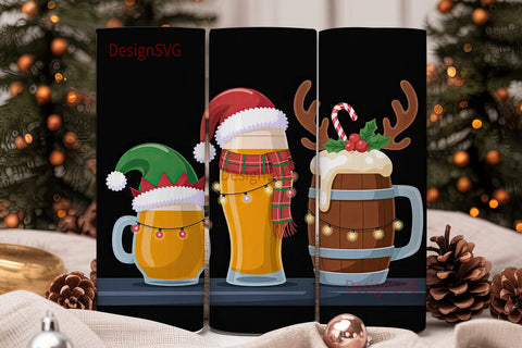 Christmas Beer Tumbler Wrap Sublimation DesignSVG 