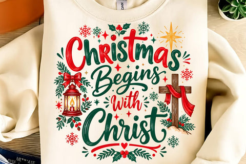 Christmas Begins With Christ PNG Sublimation DesignPlante 503 