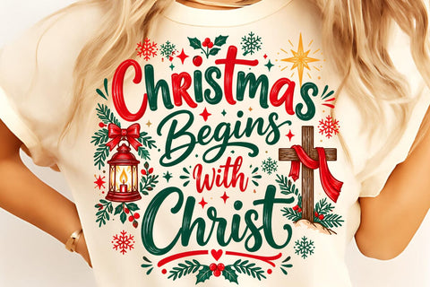 Christmas Begins With Christ PNG Sublimation DesignPlante 503 