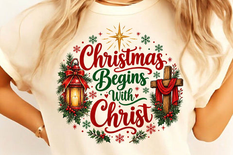 Christmas Begins with Christ PNG Sublimation SVGista 