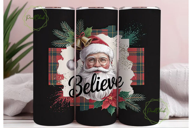Christmas Believe Santa Tumbler Wrap Sublimation PixelChick 