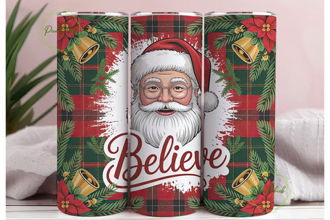 Christmas Believe Santa Tumbler Wrap Sublimation PixelChick 