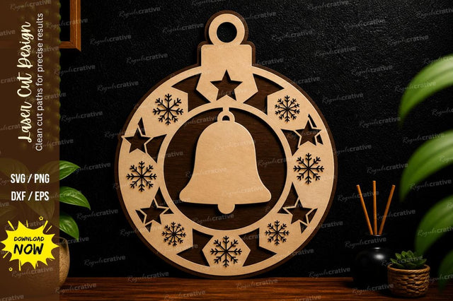 Christmas Bell Ornament laser cut svg File SVG Regulrcrative 