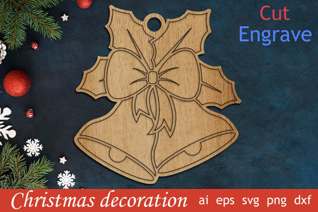 Christmas bells ornament svg, Christmas laser cut template for engrave SVG AnastasiyaArtDesign 