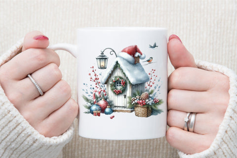 Christmas Bird House Clipart Bundle Sublimation designartist 