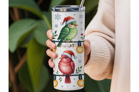 Christmas Birds 20oz Tumbler Wrap Sublimation DesignSVG 