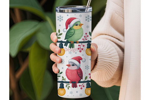 Christmas Birds 20oz Tumbler Wrap Sublimation DesignSVG 