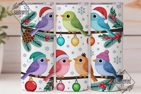 Christmas Birds 20oz Tumbler Wrap Sublimation sassyprint 