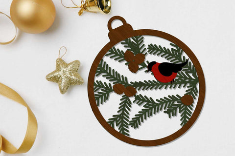 Christmas Birds Bundle, Decorative Ornaments, Laser Cut Templates SVG LaserCutano 