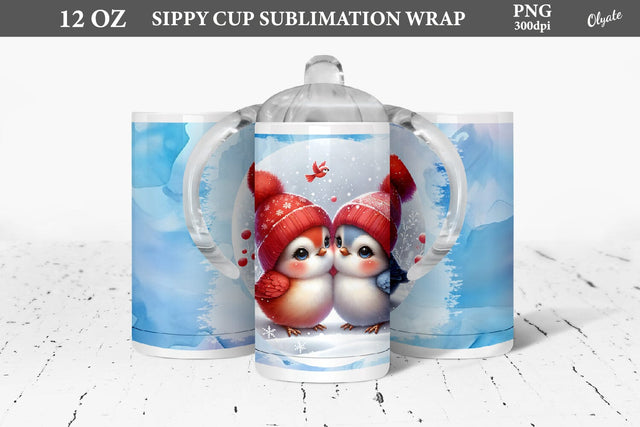 Christmas Birds Sippy Cup PNG. Sippy Cup Sublimation Sublimation Olga Terlyanskaya 