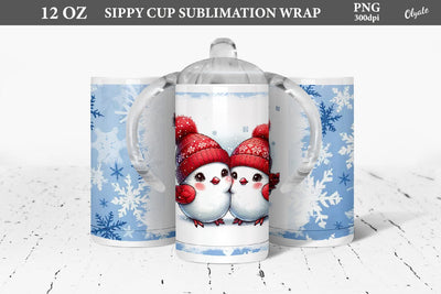 Christmas Birds Sippy Cup PNG. Sippy Cup Sublimation Wrap Sublimation Olga Terlyanskaya 