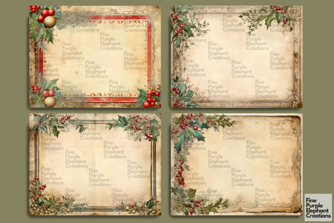 Christmas Blank Note | Junk Journal Digital Pattern Fine Purple Elephant Creations 