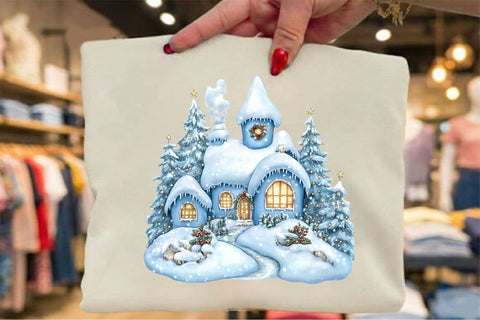 Christmas Blue Village Clipart PNG Sublimation SVGArt 