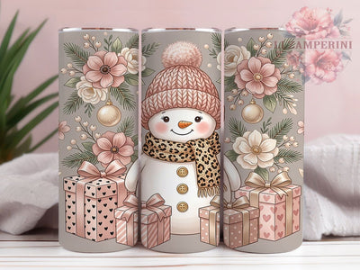 Christmas Blush Snowgirl 20oz Tumbler, Christmas Snowgirl, Blush Snowgirl, Snowgirl Tumbler, Blush Christmas, 20oz Tumbler Wrap, Snowgirl PNG, Winter Snowgirl Sublimation Li Zamperini 