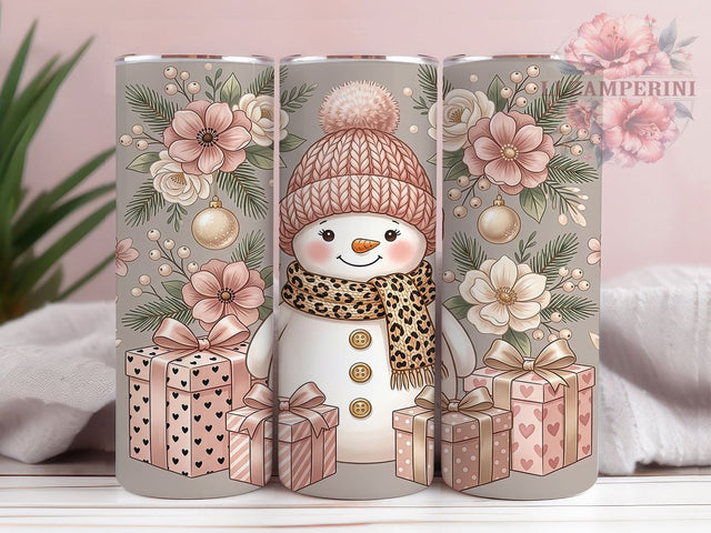 Christmas Blush Snowgirl 20oz Tumbler, Christmas Snowgirl, Blush Snowgirl, Snowgirl Tumbler, Blush Christmas, 20oz Tumbler Wrap, Snowgirl PNG, Winter Snowgirl Sublimation Li Zamperini 