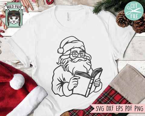 Christmas Book Lover SVG, Santa Reading Book svg, Santa Claus Book svg, Reading, Christmas Teacher, Librarian, Christmas Love to Read svg SVG Wild Pilot 
