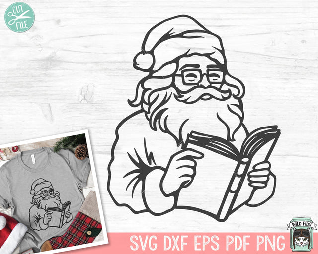 Christmas Book Lover SVG, Santa Reading Book svg, Santa Claus Book svg, Reading, Christmas Teacher, Librarian, Christmas Love to Read svg SVG Wild Pilot 