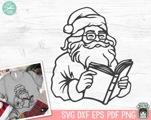 Christmas Book Lover SVG, Santa Reading Book svg, Santa Claus Book svg, Reading, Christmas Teacher, Librarian, Christmas Love to Read svg SVG Wild Pilot 