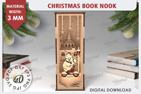 Christmas Book Nook Laser Cut. 3D Layered Book Nook SVG SVG Evgenyia Guschina 