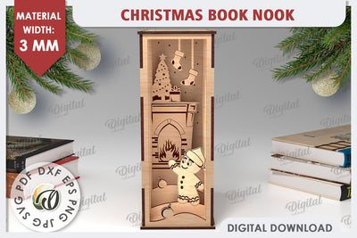 Christmas Book Nook Laser Cut. 3D Layered Book Nook SVG SVG Evgenyia Guschina 